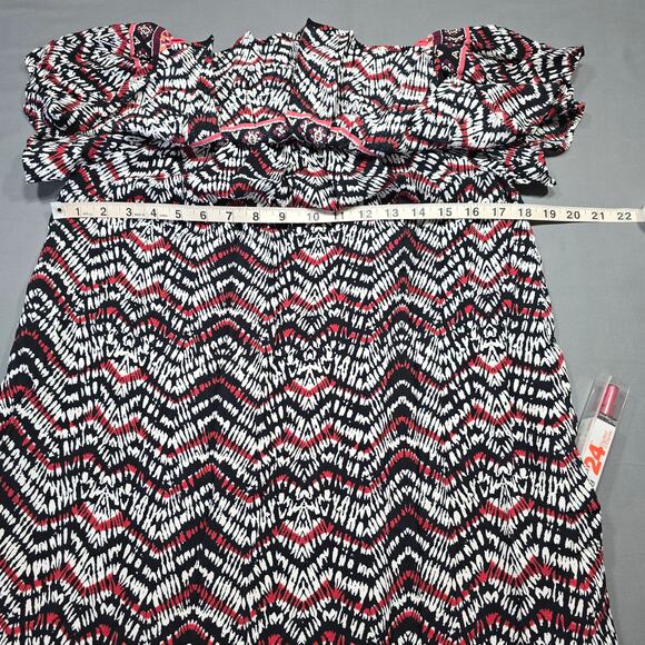 Anthropologie Sanctuary Women Dress Size XS Black Orange Stripe Midi Cap Sleeves - Picture 4 of 10